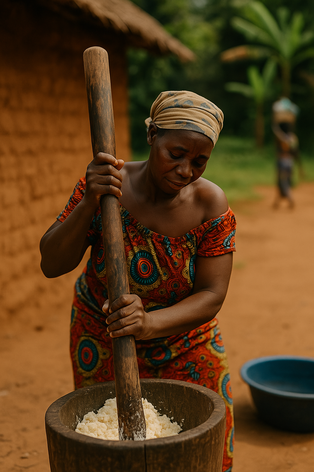 Une femme faisant du manioc